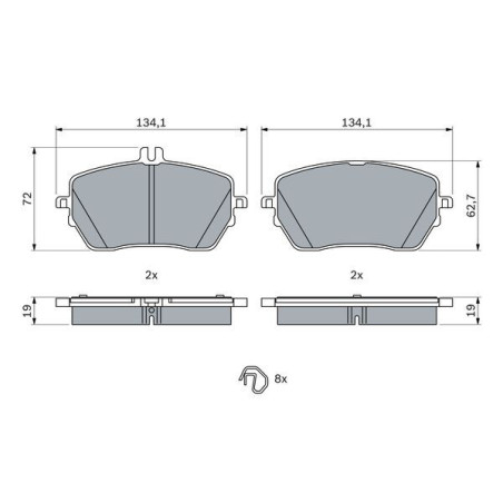 BOSCH 0 986 424 887 Brzdové platničky Predné pre Mercedes A B CLA GLA GLB