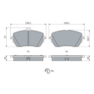 BOSCH 0 986 424 887 Brake Pads Set Front for Mercedes A B CLA GLA GLB