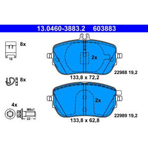 ATE 13.0460-3883.2 Brzdové platničky predné pre Mercedes A CLA B GLA