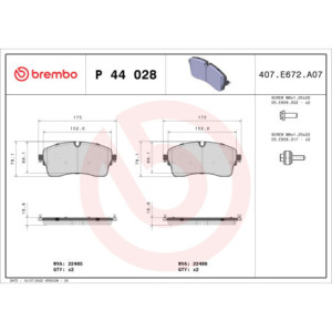 BREMBO P 44 028 Pastillas de freno delantero para Discovery Defender E-Pace