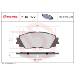 BREMBO P 83 172 Bremsbeläge Vorne für Camry RAV4 ES UX C-HR Corolla Cross Across Altis Avalon