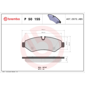 BREMBO P 50 155 Pastiglie freno posteriore per Mercedes Sprinter eSprinter