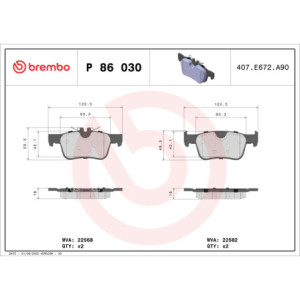BREMBO P 86 030 Brzdové platničky zadné pre Volvo V90 XC60 S90 V60 S60
