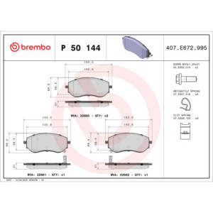 BREMBO P 50 144 Pastiglie freno anteriore per NP300 X Navara
