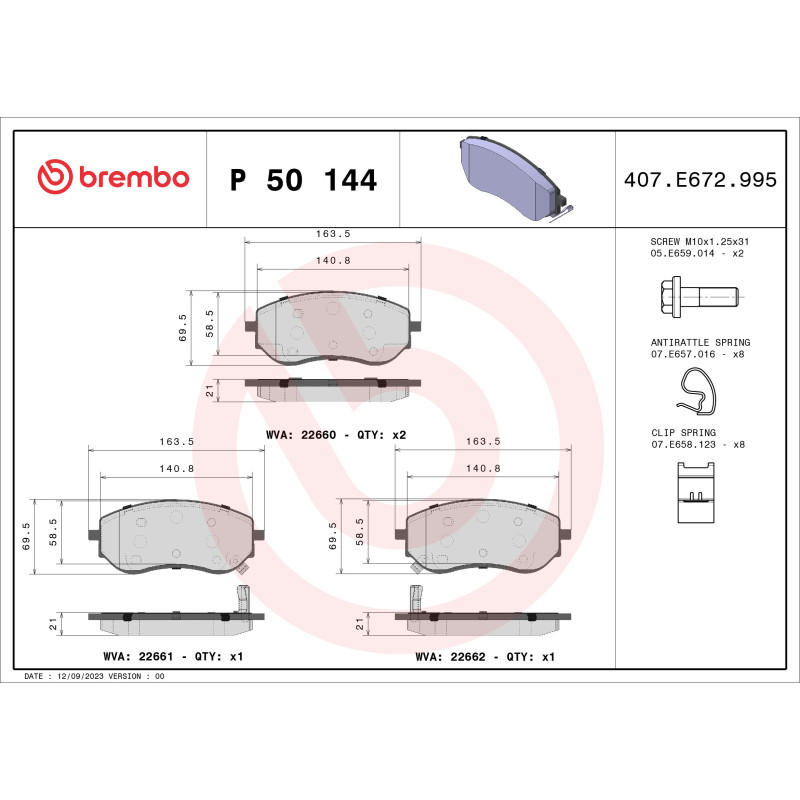 BREMBO P 50 144 Brzdové platničky predné pre NP300 X Navara