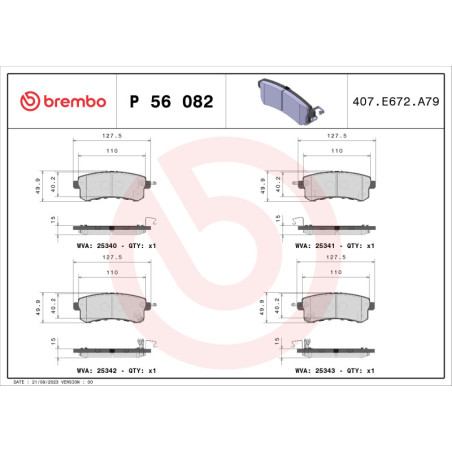 BREMBO P 56 082 Pastiglie freno posteriore per Patrol Armada QX56 QX4 QX80