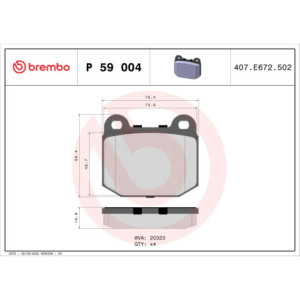 BREMBO P 59 004 Pastillas de freno delantero para Manta Rekord Kadett Ascona Commodore Plus Aero
