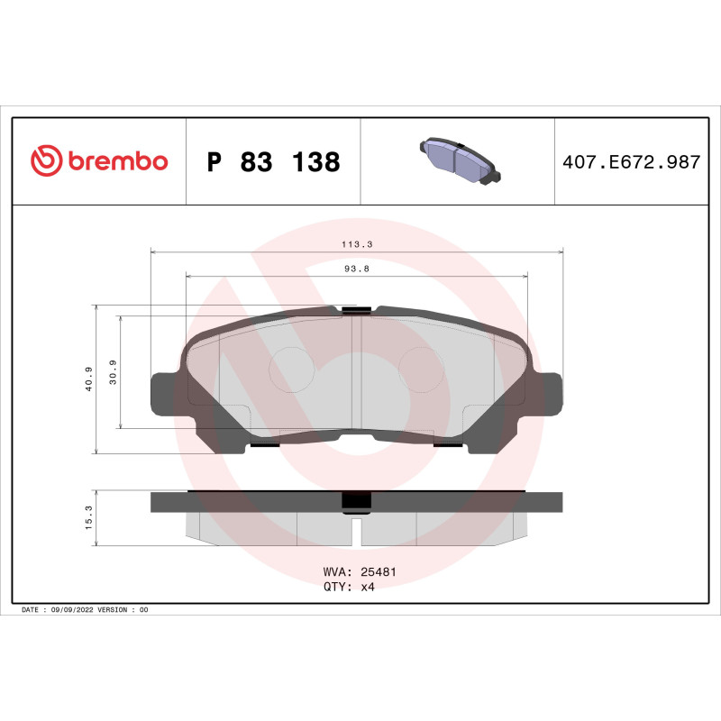 BREMBO P 83 138 Pastillas de freno trasero para Toyota Highlander