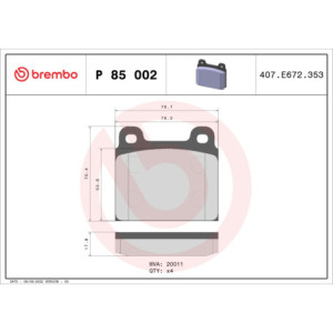 BREMBO P 85 002 Pastillas de freno delantero para Transporter 911