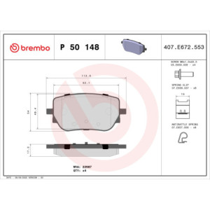 BREMBO P 50 148 Pastiglie freno posteriore per Mercedes A CLA B GLA GLB EQA EQB