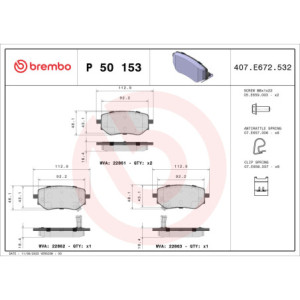 BREMBO P 50 153 Brzdové platničky zadné pre NP300 X Navara