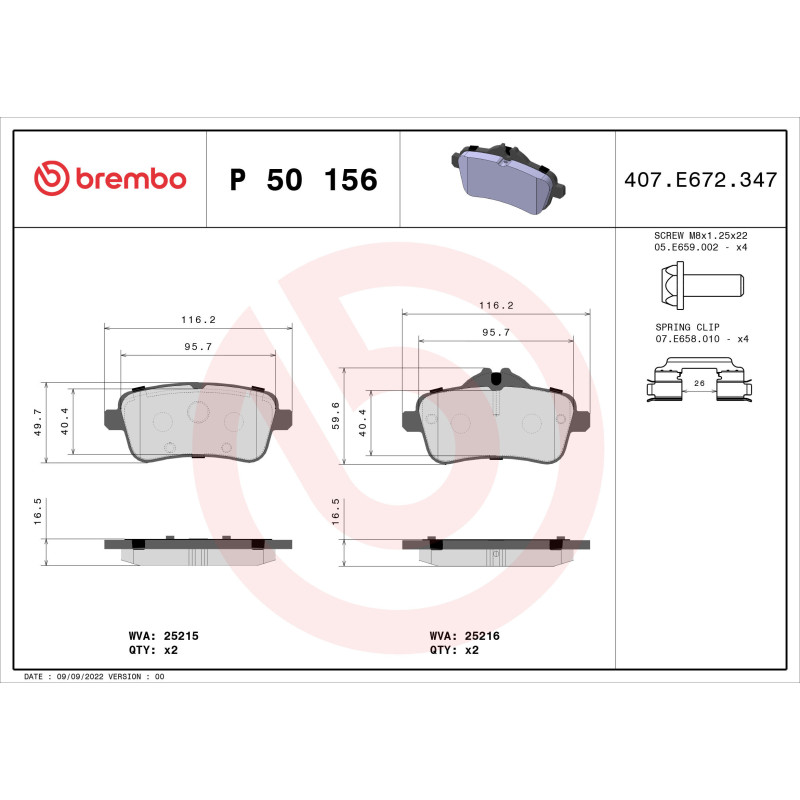 BREMBO P 50 156 Plaquettes de frein arrière pour Mercedes GLE GLS GL
