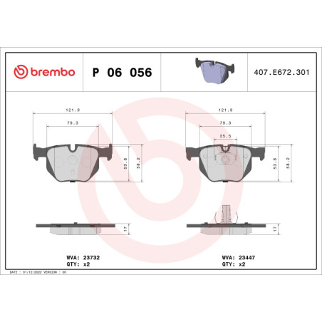 BREMBO P 06 056X Klocki hamulcowe tył dla BMW X5 X6