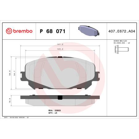 BREMBO P 68 071X Brzdové platničky predné pre Talisman Scenic Megane Espace Captur