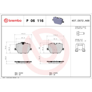 BREMBO P 06 116 Pastiglie freno posteriore per 3 4 2 Z4 Supra i4 XD3