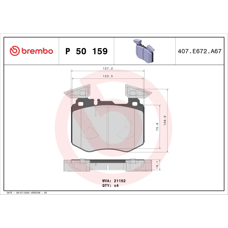 BREMBO P 50 159 Klocki hamulcowe przód dla Mercedes GLC