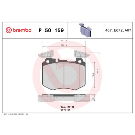 BREMBO P 50 159 Plaquettes de frein avant pour Mercedes GLC