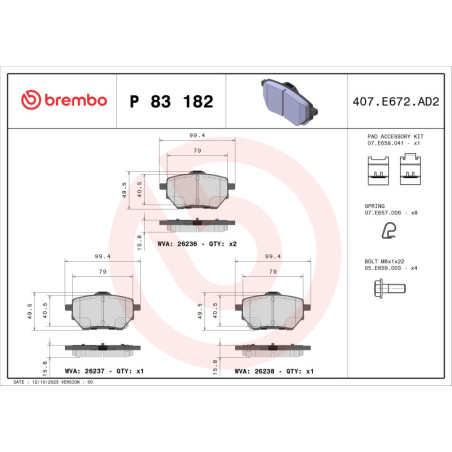 BREMBO P 83 182 Brzdové platničky zadné pre Toyota Corolla Yaris Cross