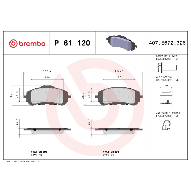 BREMBO P 61 120X Plaquettes de frein avant pour 308 Combo Berlingo Astra Partner Rifter Proace City