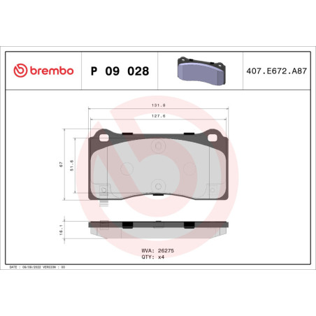 BREMBO P 09 028 Brzdové platničky predné pre