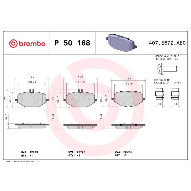 BREMBO P 50 168 Brzdové platničky zadné pre Mercedes GLE GLS