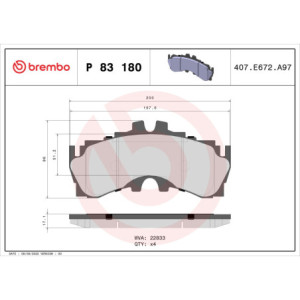BREMBO P 83 180 Brzdové platničky predné pre Lexus LS LC