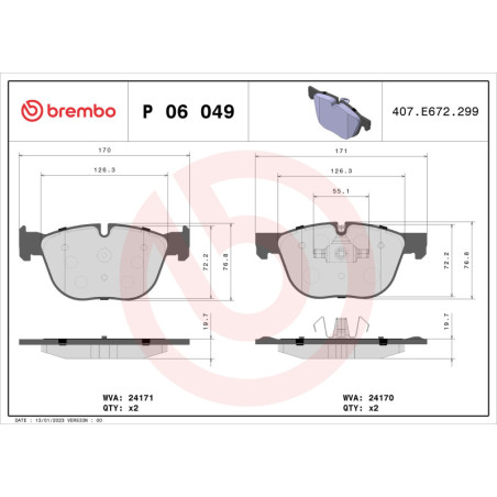 BREMBO P 06 049X Plaquettes de frein avant pour BMW X5 X6 X4