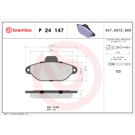 BREMBO P 24 147X Klocki hamulcowe przód dla 500 Ka