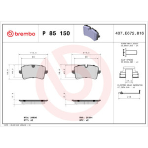 BREMBO P 85 150X Klocki hamulcowe tył dla A6 A7 Macan A5 A4