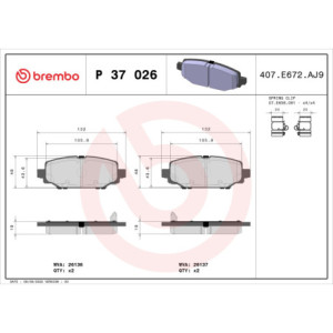 BREMBO P 37 026 Brzdové platničky zadné pre Jeep Wrangler