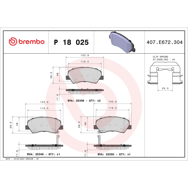 BREMBO P 18 025X Klocki hamulcowe przód dla Rio Accent I20 Active Grand Avega