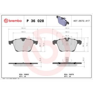 BREMBO P 36 028 Pastillas de freno delantero para F-Type XF XJ