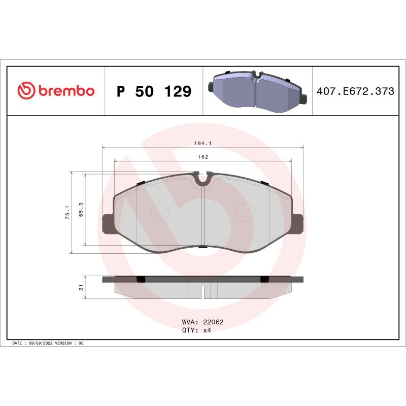 BREMBO P 50 129 Plaquettes de frein avant pour Mercedes Vito Sprinter Viano V