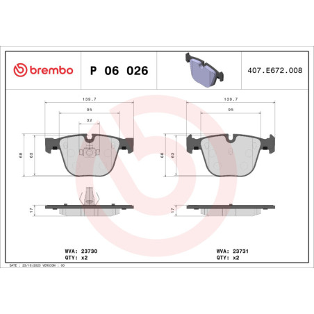 BREMBO P 06 026 Klocki hamulcowe tył dla 5 X6 X5 6 7 Arnage Continental 3 Azure Phantom 1 Brooklands