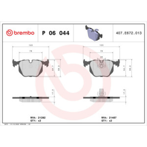 BREMBO P 06 044 Bremsbeläge Hinten für BMW X3 3