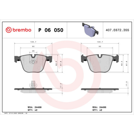 BREMBO P 06 050 Brake Pads Set Rear for BMW X6 X5