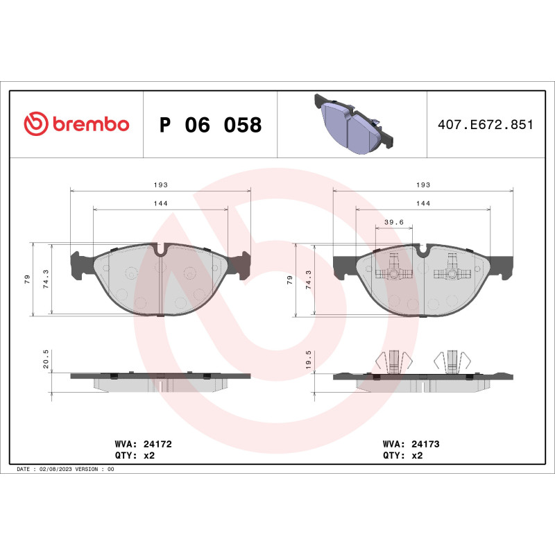 BREMBO P 06 058 Plaquettes de frein avant pour BMW X6 X5