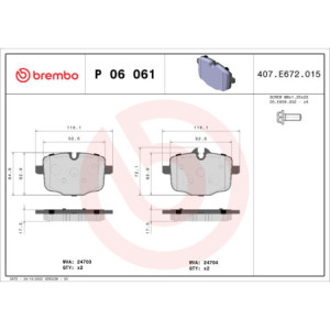 BREMBO P 06 061 Pastiglie freno posteriore per 5 6 7 3 4 X4 B6 iX3 X3