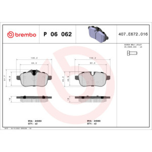 BREMBO P 06 062 Brzdové platničky zadné pre BMW Z4