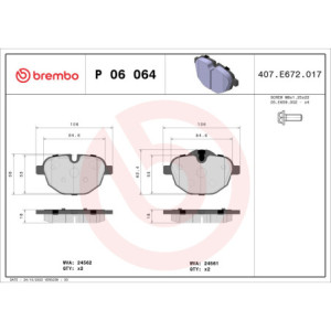 BREMBO P 06 064 Pastiglie freno posteriore per BMW 5 X3 X4 7 6 i8 X5 iX3 Z4 X6