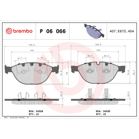 BREMBO P 06 066 Brake Pads Set Front for 5 6 XK