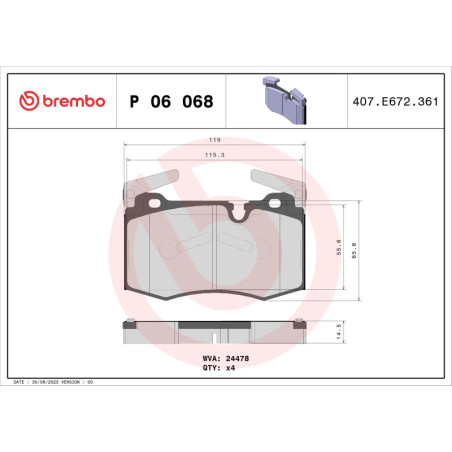 BREMBO P 06 068 Pastiglie freno anteriore per Clubman Hatchback Convertible Coupe Roadster