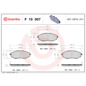 BREMBO P 10 007 Pastiglie freno anteriore per Chevrolet Epica