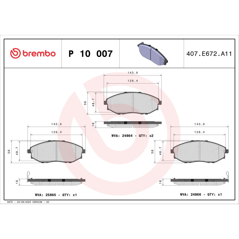 BREMBO P 10 007 Pastillas de freno delantero para Chevrolet Epica