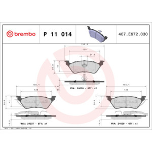 BREMBO P 11 014 Plaquettes de frein arrière pour Voyager Caravan