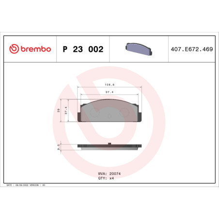BREMBO P 23 002 Plaquettes de frein arrière pour 124 132 Argenta Polonez X 125P 131 Spedereuropa 125