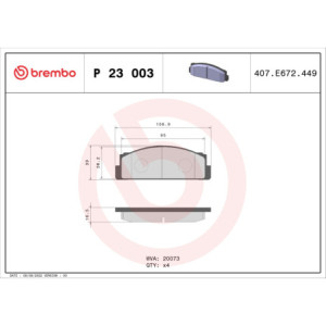 BREMBO P 23 003 Pastiglie freno anteriore per 124 Fiorino 131 128 A 132 127 Ritmo Polonez 101 Fura