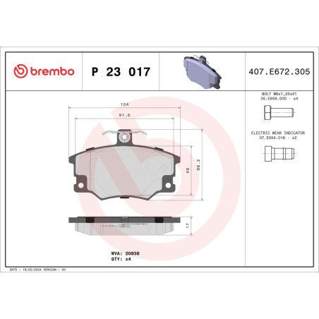 BREMBO P 23 017 Plaquettes de frein avant pour Tempra Tipo Dedra Panda Regata Punto Delta Uno Y10