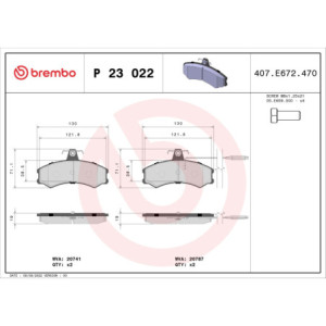 BREMBO P 23 022 Plaquettes de frein avant pour Ducato J5 C25 Express Talento