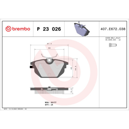 BREMBO P 23 026 Pastiglie freno posteriore per Tempra 33 Dedra Tipo 155 145 146 Delta Marea Spider